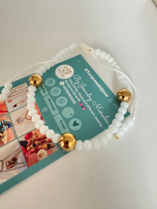 Pulsera de cristales y balines de acero inoxidable