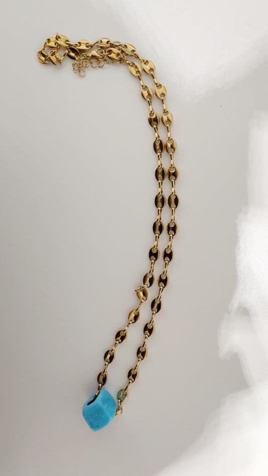Glass Cube Turquoise Necklace